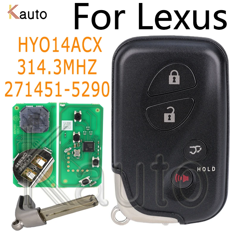 Keyless Car Smart Remote Key for Lexus LX570 RX270 RX300 RX350 RX450 FSK314.3MHz 271451-5290 FCCID:HYQ14ACX ID74 Chip 4 Buttons