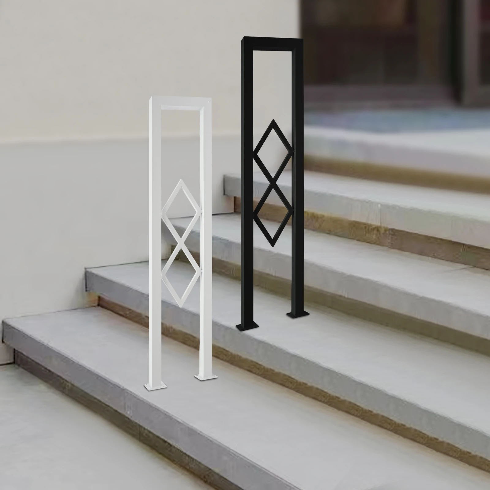 U-Shaped Stair Handrail, Stair Handrail, Stair Railing, Black/White Floor Mounted Guardrail, Safety Railing, 200kg Load Capacity