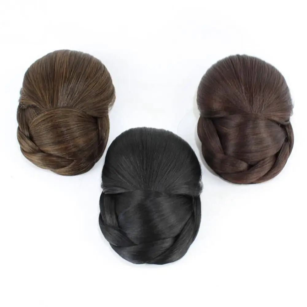 Synthetic Straight Hair Extension Natural Heat Resistant Fiber Bride Hairpiece Fake Hair Bun Hanfu Hair Chignon Braided Chignon