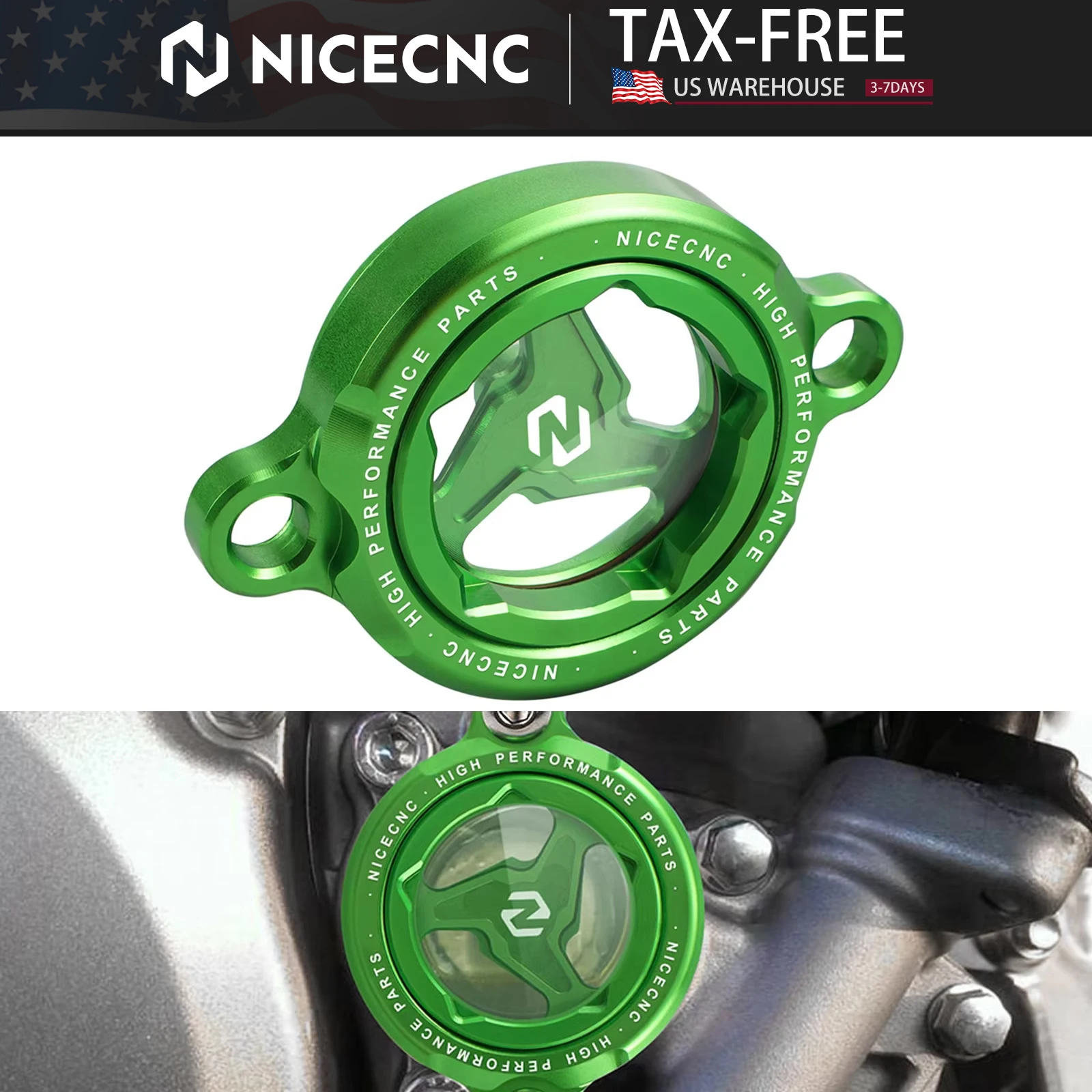 

NICECNC For Kawasaki KX450 2016-2025 Motorcycle Engine Oil Filter Cap Cover For Kawasaki KX450X 2022-2024 KX450SR 2022-2023