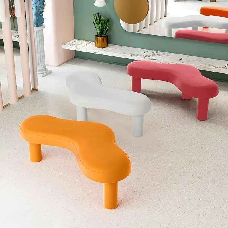 Nordic Modern Simple Triangle Shoes Changing Stool Home Creative Sofa Stool Fabric Clothing Store Entrance Bench Shoe Bench