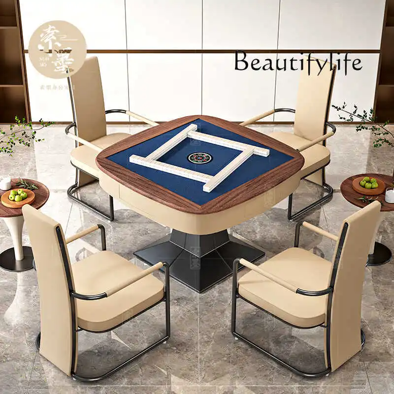 

Light luxury electric mahjong table Italian minimalist automatic high-end egg table dining table dual-purpose