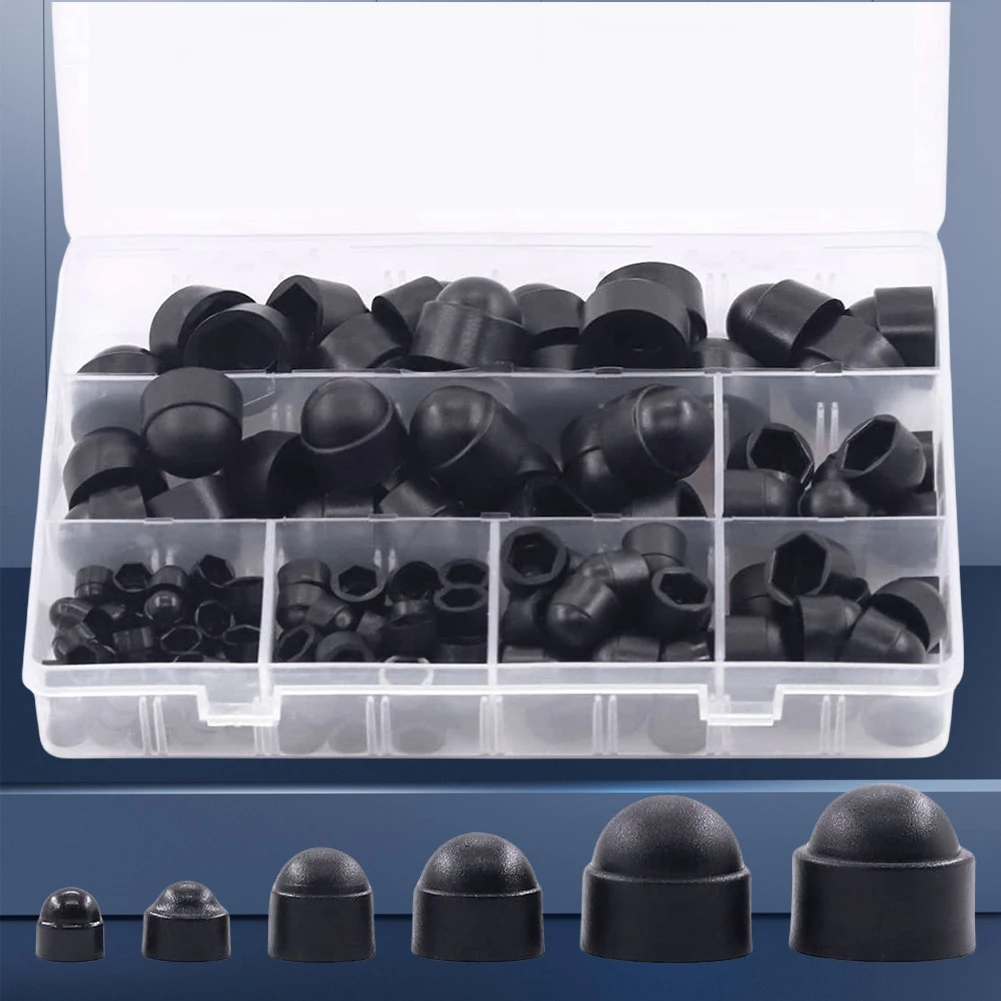 

145Pcs Hexagon Nut Cover Cap M4 M5 M6 M8 M10 M12 Nylon Acorn Nut Dome Hex Cover Black White Hexagon Nuts Bolt Cover