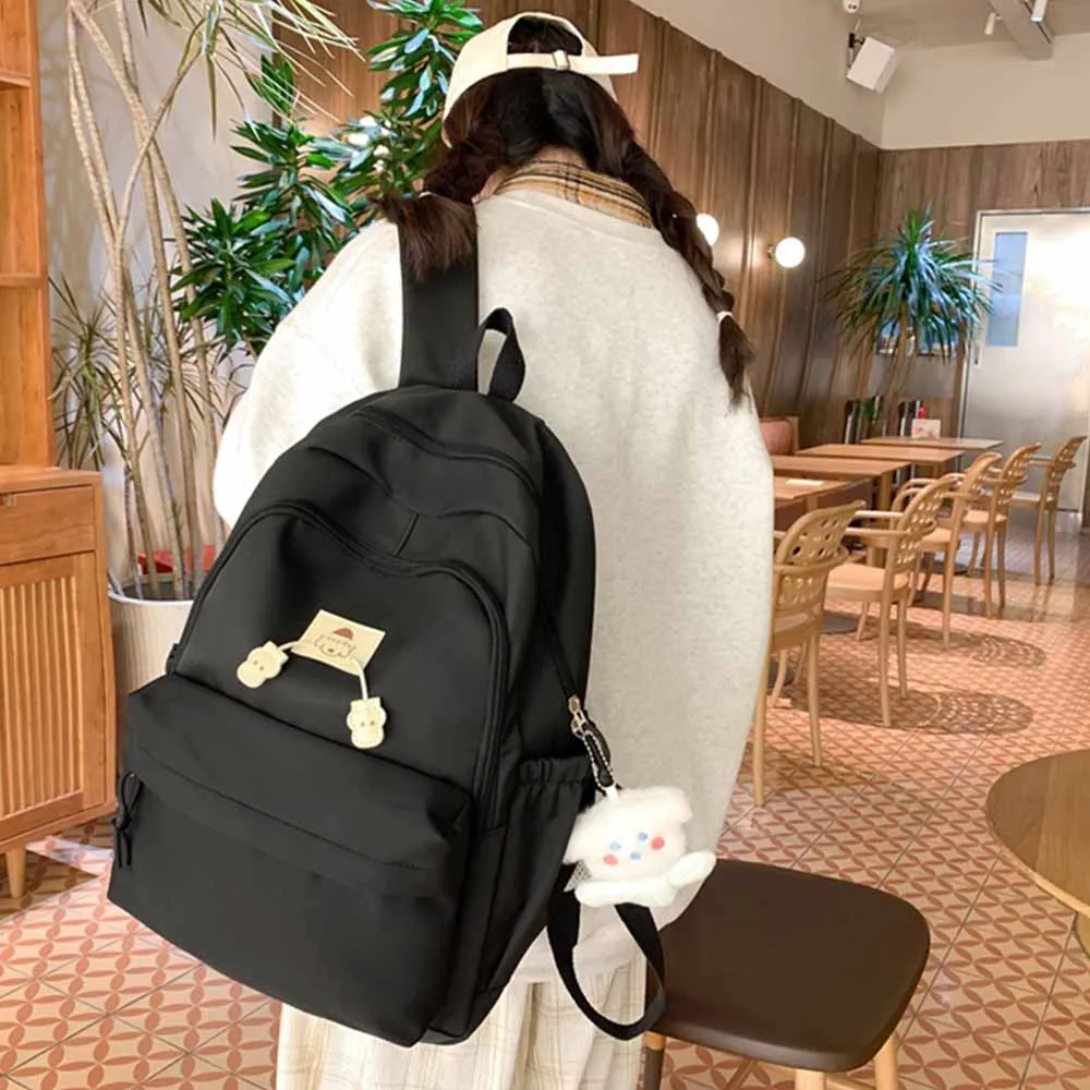 Embroidered Name College Student Solid Color Bag New Large Capacity Boys Girls Outdoor Travel Backpack Custom Any Text Gift Bag