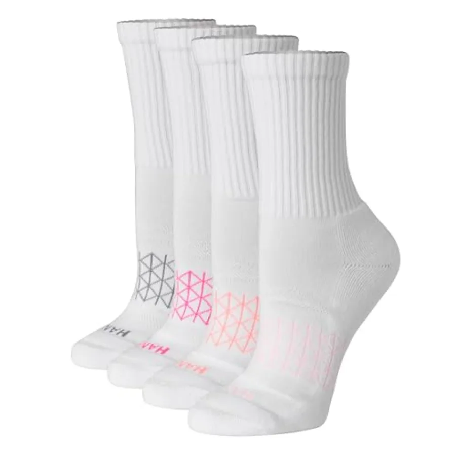 

Women's Cushioned Crew Socks, Absolute Active Crew Socks for Women, Seamless Toe, 4-Pairs