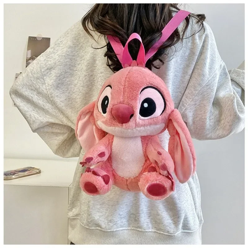 New Disney Stitch Plush Backpack Cartoon Cute Backpack Children's Plush Stuffed Backpack Storage Bags School Bag for Girls Gifts