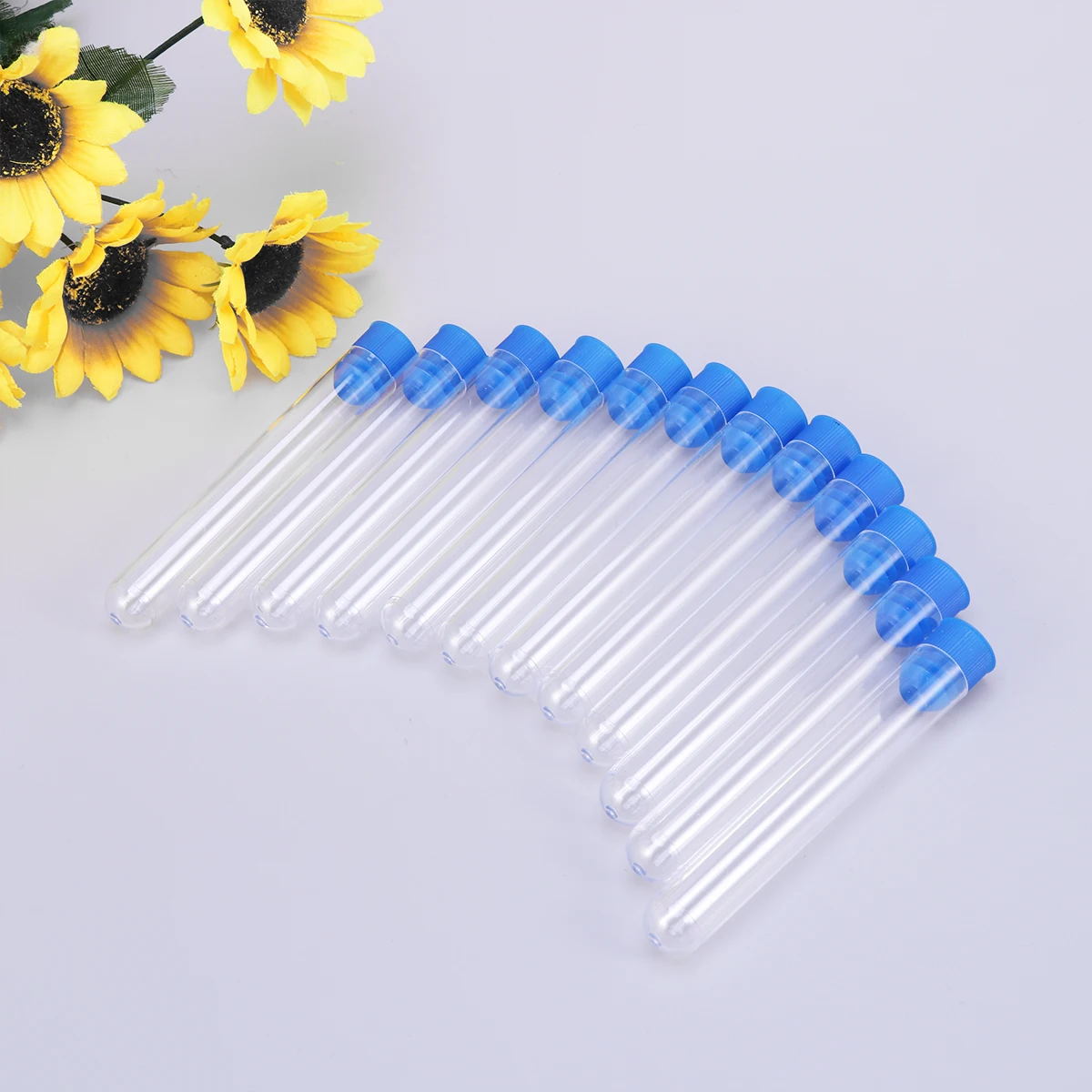 

12 pcs 16X150Mm Clear Plastic Test Tubes Caps Leak-Proof Containers Travel Lotion Gel Storage Chemical Liquid