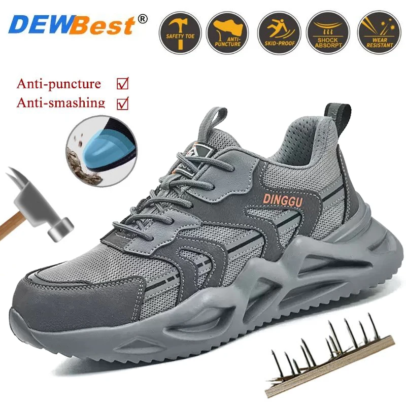 Men's new lightweight comfortable anti-smash anti-puncture work shoes steel head lightweight safety shoes wholesale