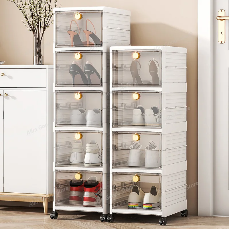 Acrylic Shoe Rack Foldable Shoe Box,Transparent Multilayer Organize,Bag Garage Kit Display Rack,Rotatable Shoes Storage