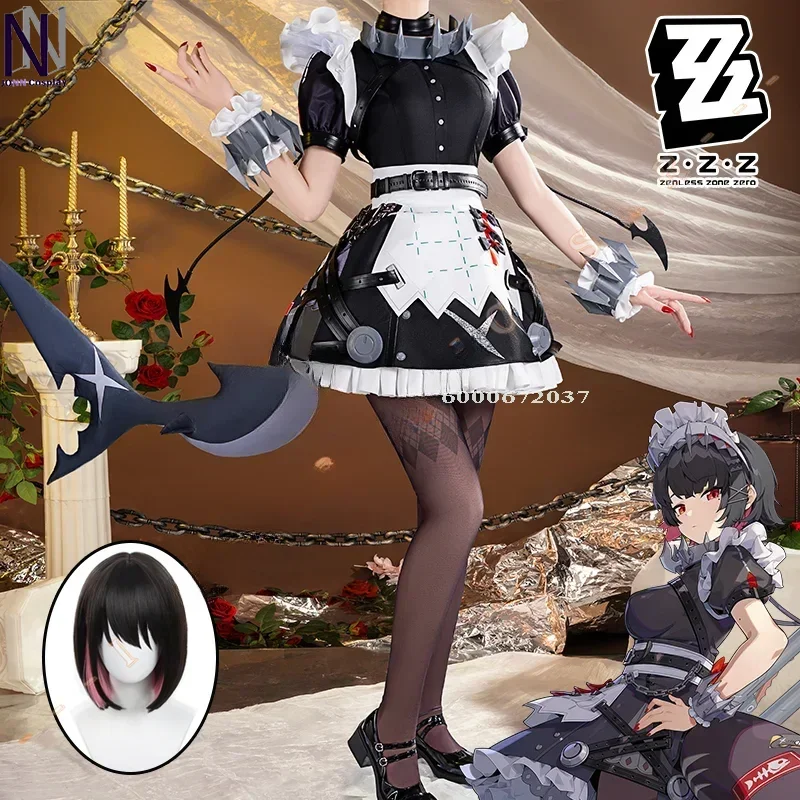 

Zenless Zone Zero Game Ellen Joe Cosplay Costume Maid Dress Wig Uniform Victoria Housekeeping Halloween Women Prop New Arrival