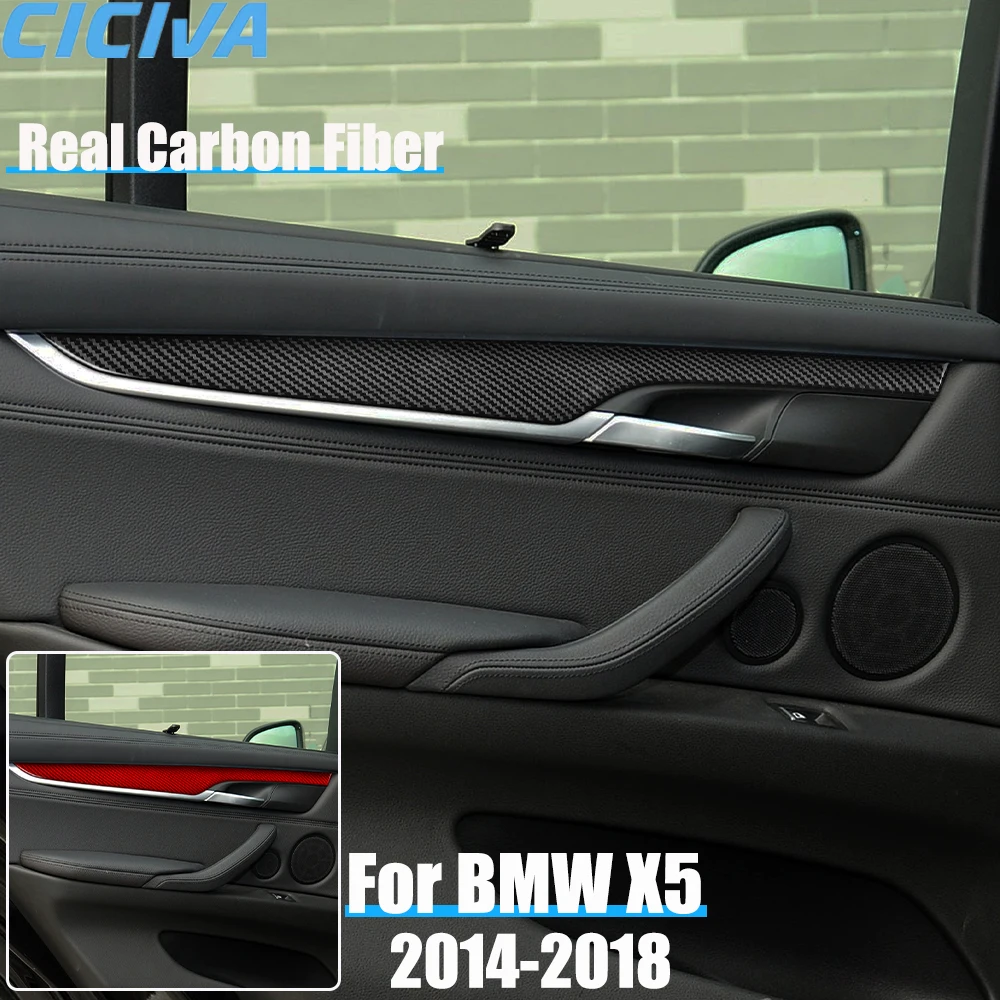 

Real Carbon Fiber Car Accessories Door Armrest Panel Decorative Trim Cover Soft Sticker For BMW X5 F15 2014 2015 2016 2017 2018