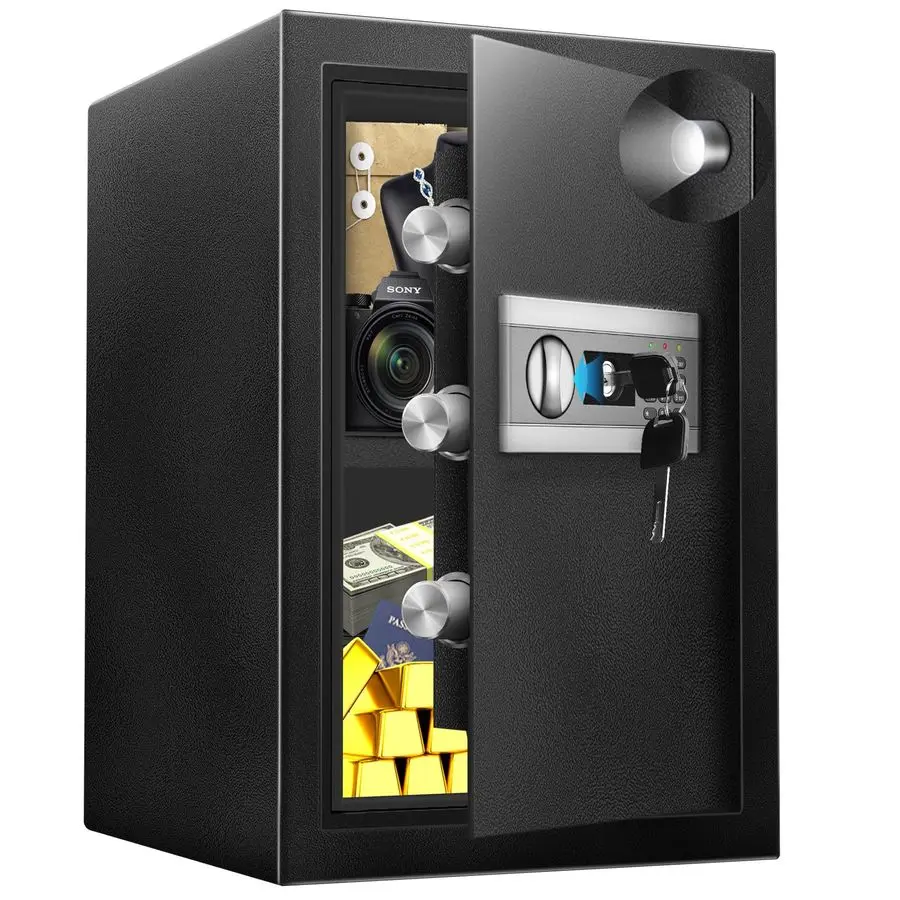 ตู้เซฟดิจิตอลสำหรับบ้านพร้อมสัญญาณเตือนภัย ไฟ LED และแป้นพิมพ์แบบเงียบ ตู้เซฟขนาดใหญ่พร้อมชั้นวางปรับระดับได้สำหรับเอกสารและของมีค่า