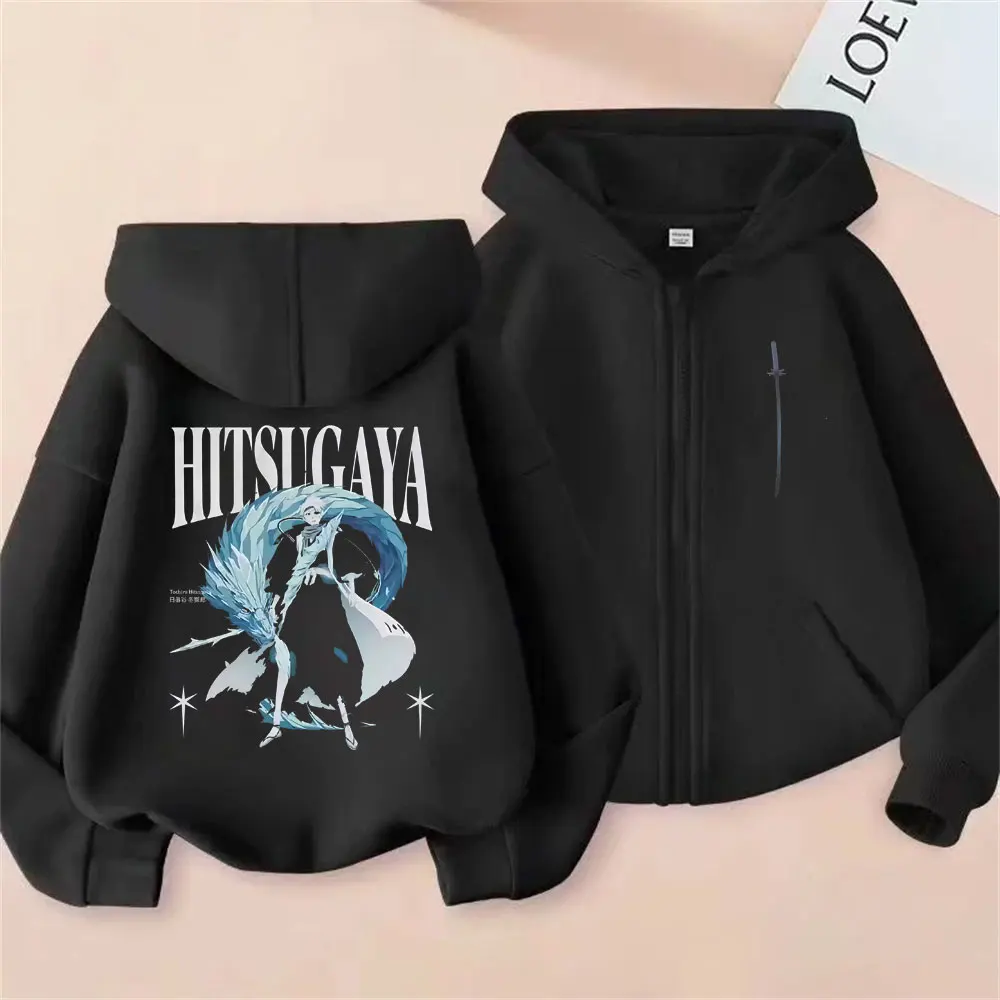 

Anime Bleach Hitsugaya Toushirou Graphic Zipper Hoodie Men Women Casual Oversized Zip Up Hoodies Male Vintage Oversized Hoodies