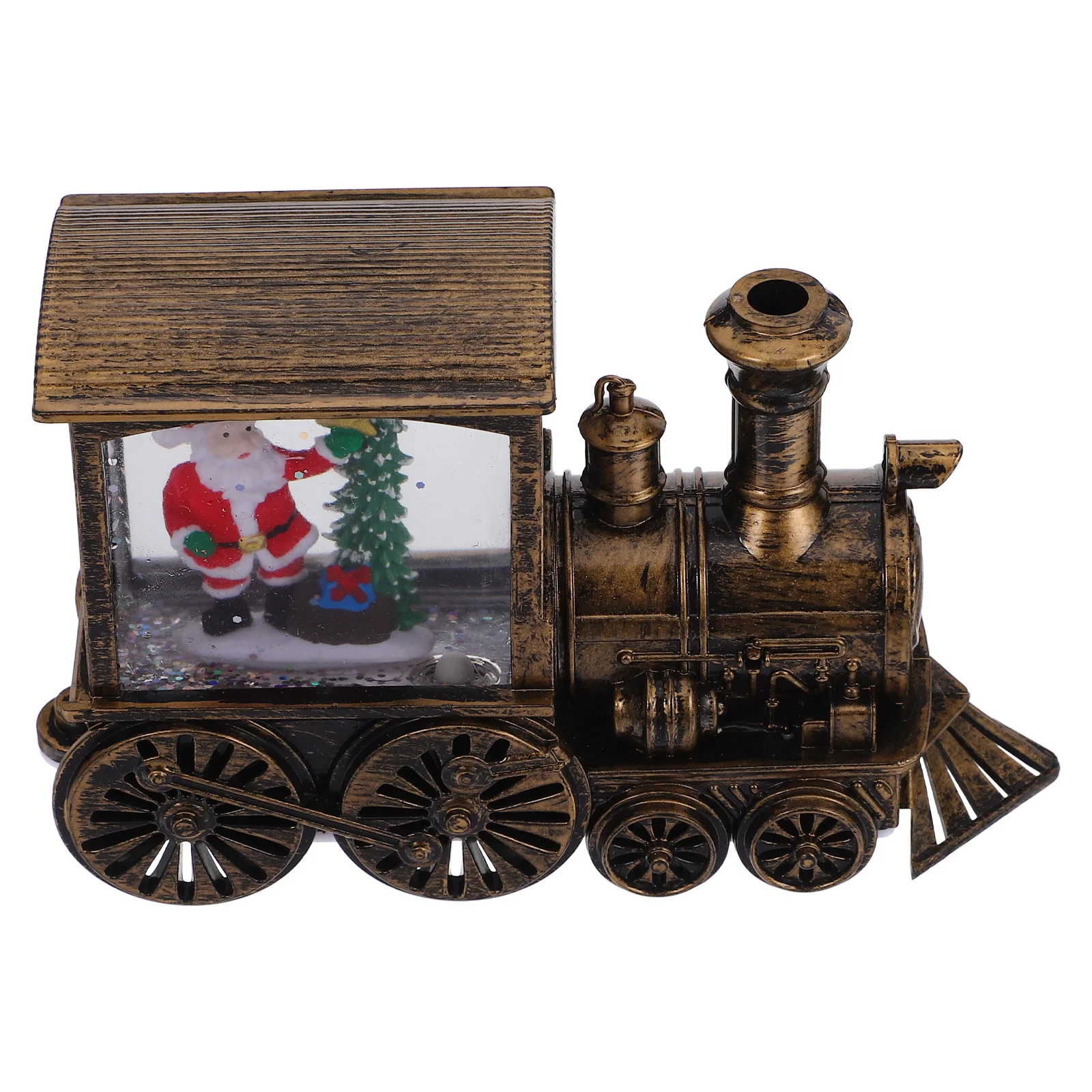 عيد الميلاد مضاءة رأس القطار زخرفة ليلة ضوء سنو غلوب عطلة الديكور داخلي الجدول محور عيد الميلاد سنو غلوب