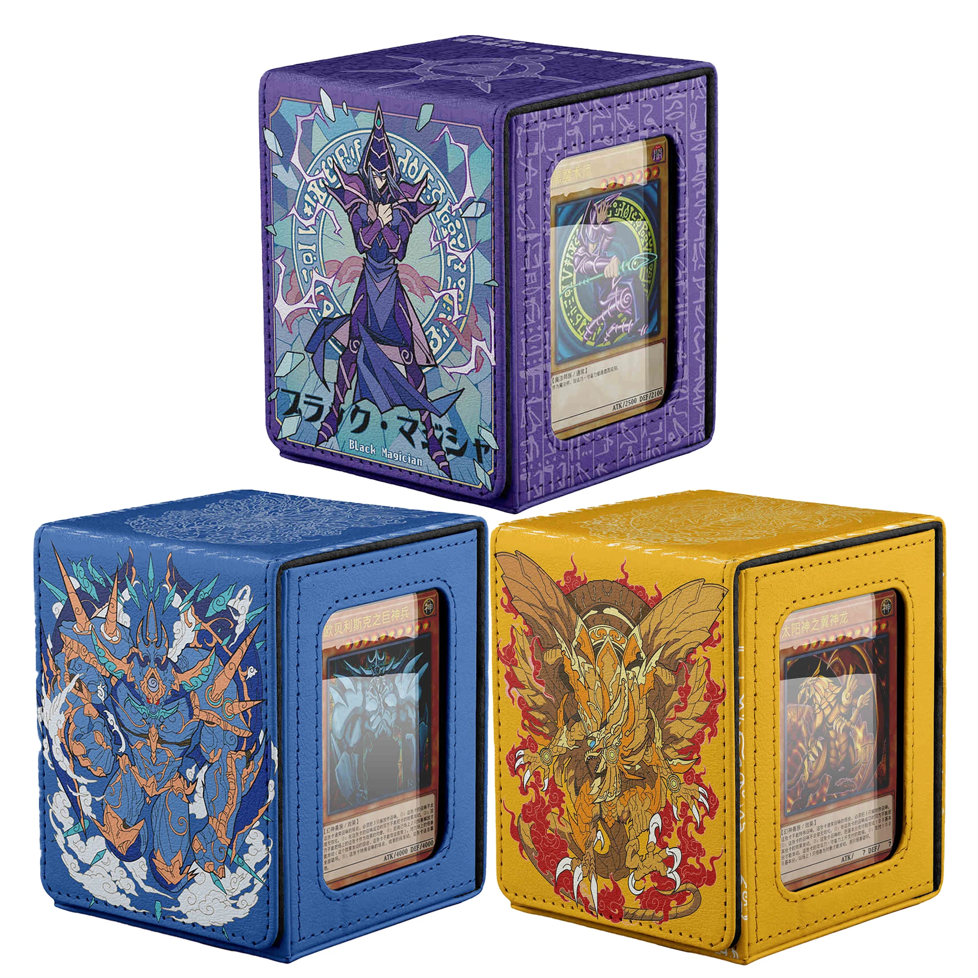 Diy Yu-Gi-Oh! Egyptian God Dark Magician Card Protection Box Lugia Ygo Leather Card Box Anime Card Gift Toys