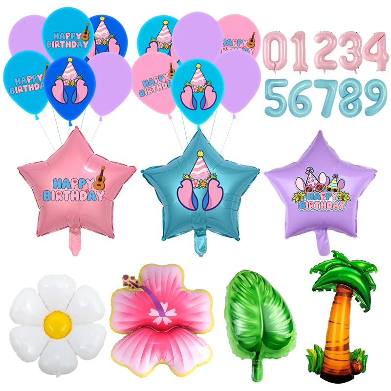 Rosa-blaues gesticktes Themen-Folienballon-Set, Latexballon, Kindergeburtstag, gestickte Partydekoration, Zahlenballon, Globos