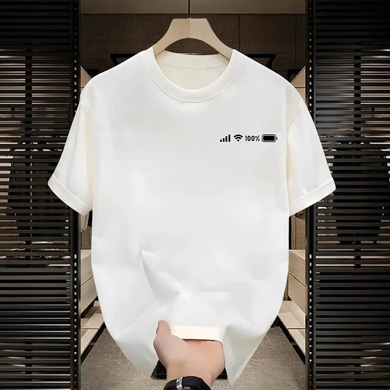 Unisex Fashion 2026 Street Style Electric Print Round Neck T-shirt Casual Cotton Short Sleeve Personalized Top for Men And Women