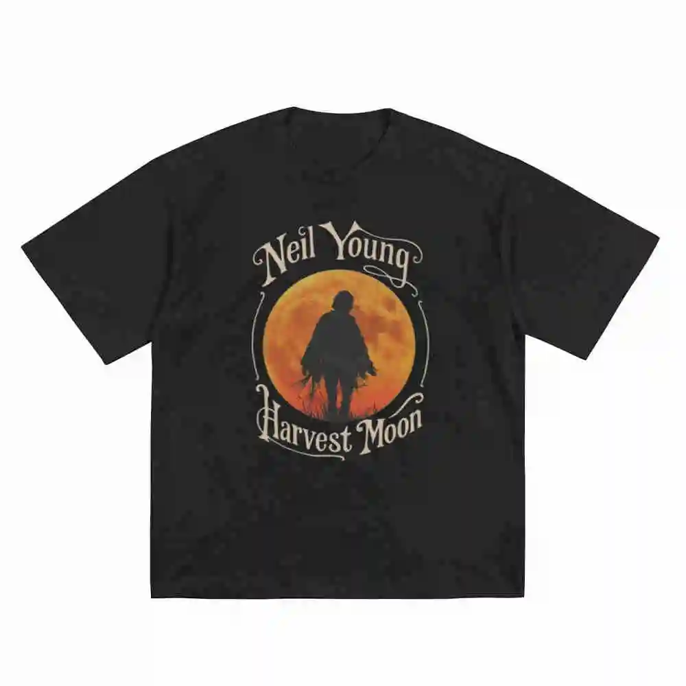 Neil Young Harvest Moon Short Sleeve Tee 100% Cotton T-Shirt