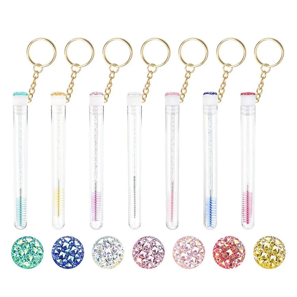 With Keychain Eyelash Brush Tubes Reusable Sparkling Lash Mascara Wands With Container Case In Tubes Comb Brushes Makeup Tools