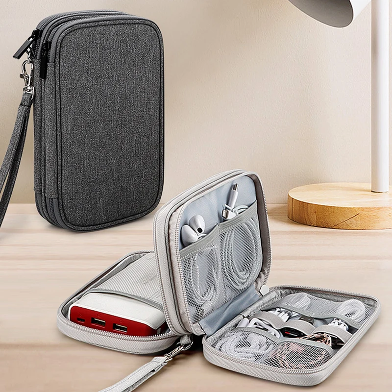 

Travel Cable Organizer Bag Pouch Electronic Accessories Carry Case Portable Waterproof Double Layers Storage Bag For Cable Cord