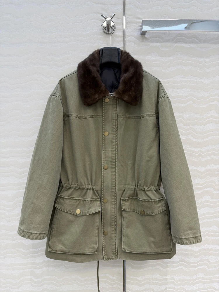 

SVORYXIU Autumn Winter New style Mink collar Cashmere material Jacket coat Woman Leisure Comfort Jacket coat