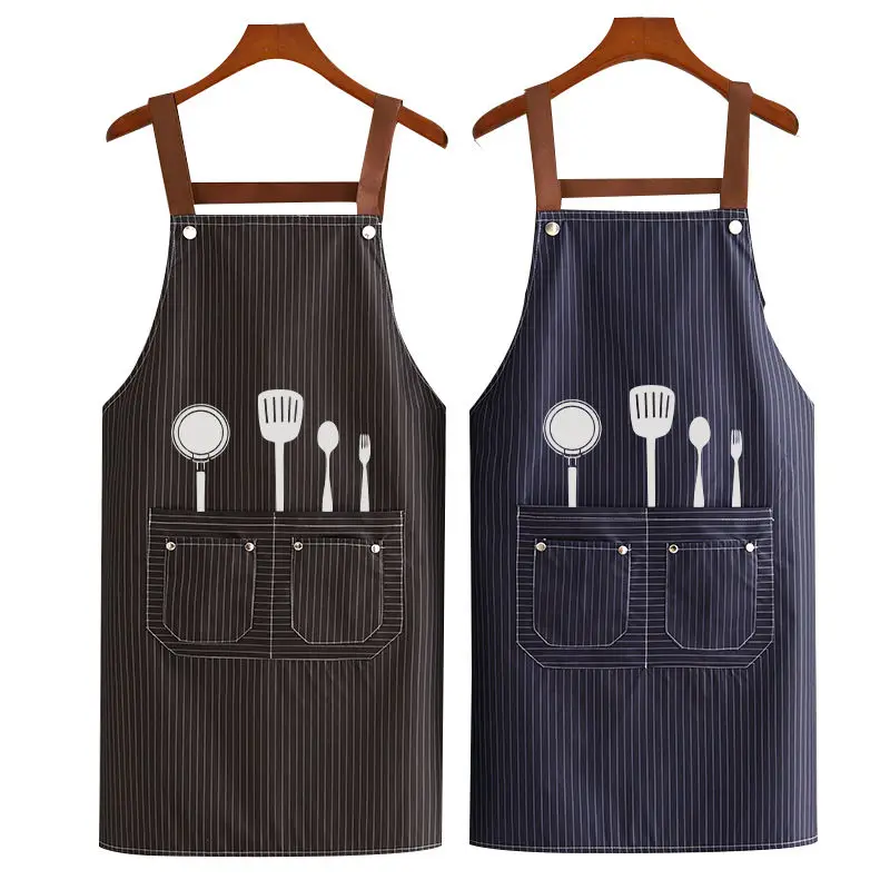 

Extended Kitchen Waterproof Apron Home Cooking Dirt-resistant Cowboy Style Overalls Brief Printing Waist Baking Fashion Aprons