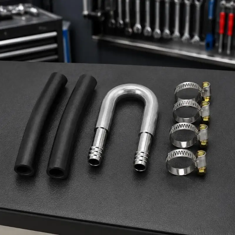 M76E Aluminium-U-Bend-Kraftstoff-Bypass-Kit mit Schlauch und vier Leitungsbefestigungen – Detail 8