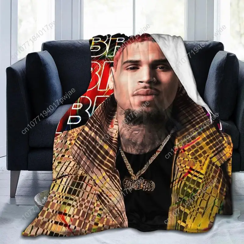 Vintage Chris Brown Theme Printed Super Soft Flannel Blanket - Perfect for Living Room Office Travel Custom blankets