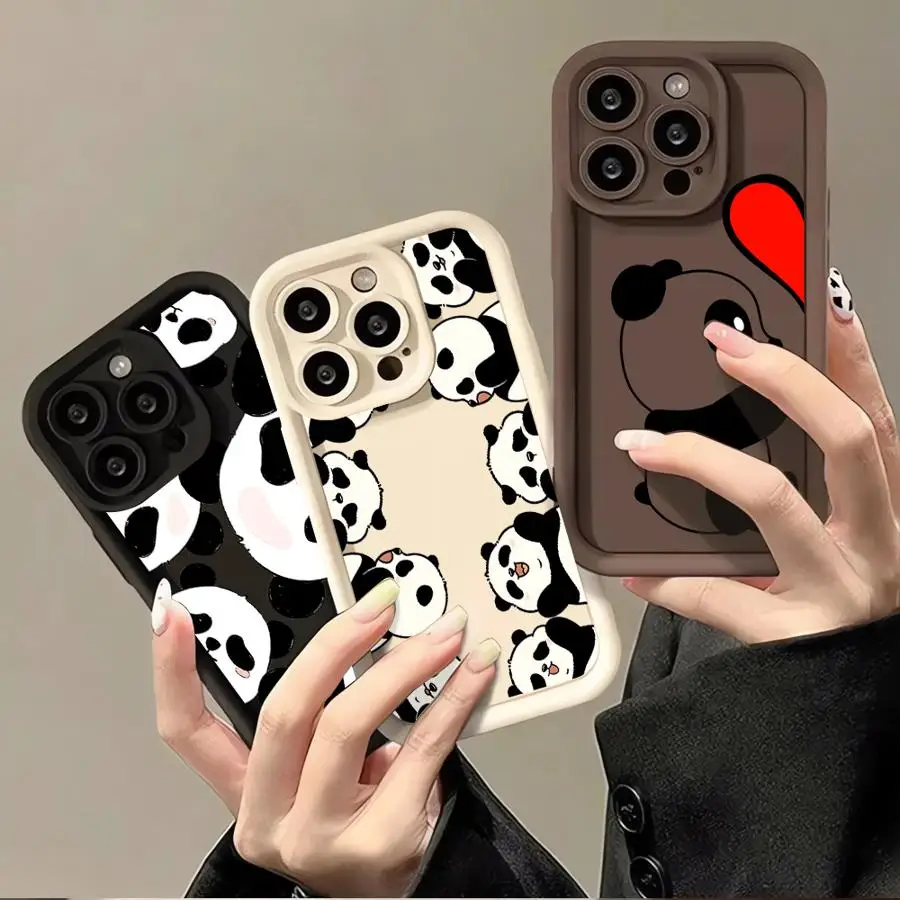 

Чехол для телефона с милой пандой для iPhone 14 Pro X 15 16 Plus XR 12 Pro 13 XS Max 11 Pro Max 14 Plus 12 Роскошный мягкий чехол с принтом