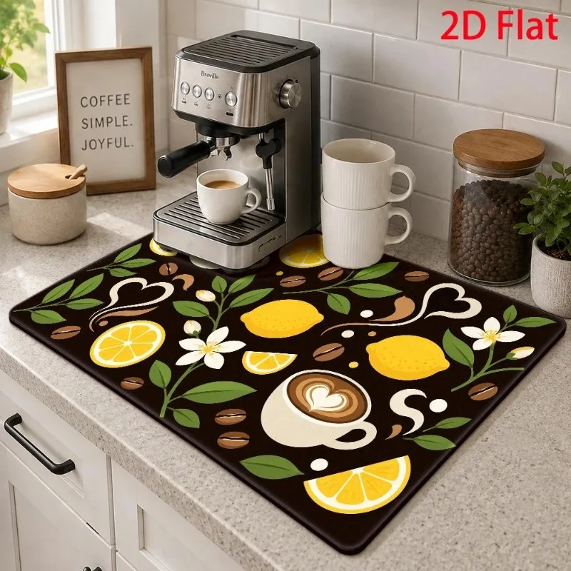 Dish Drying Mat Luxury Green Marble Golden Snowflake Countertop Protector Christmas Berry Pad