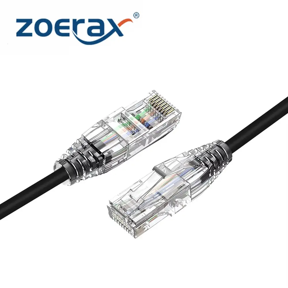 ZoeRax CAT6A 10Gbps Ethernet Patch Cable 0.5/1/2FT 28AWG Network Cable POE Supported LAN Cord for Switch Patch Panel Router