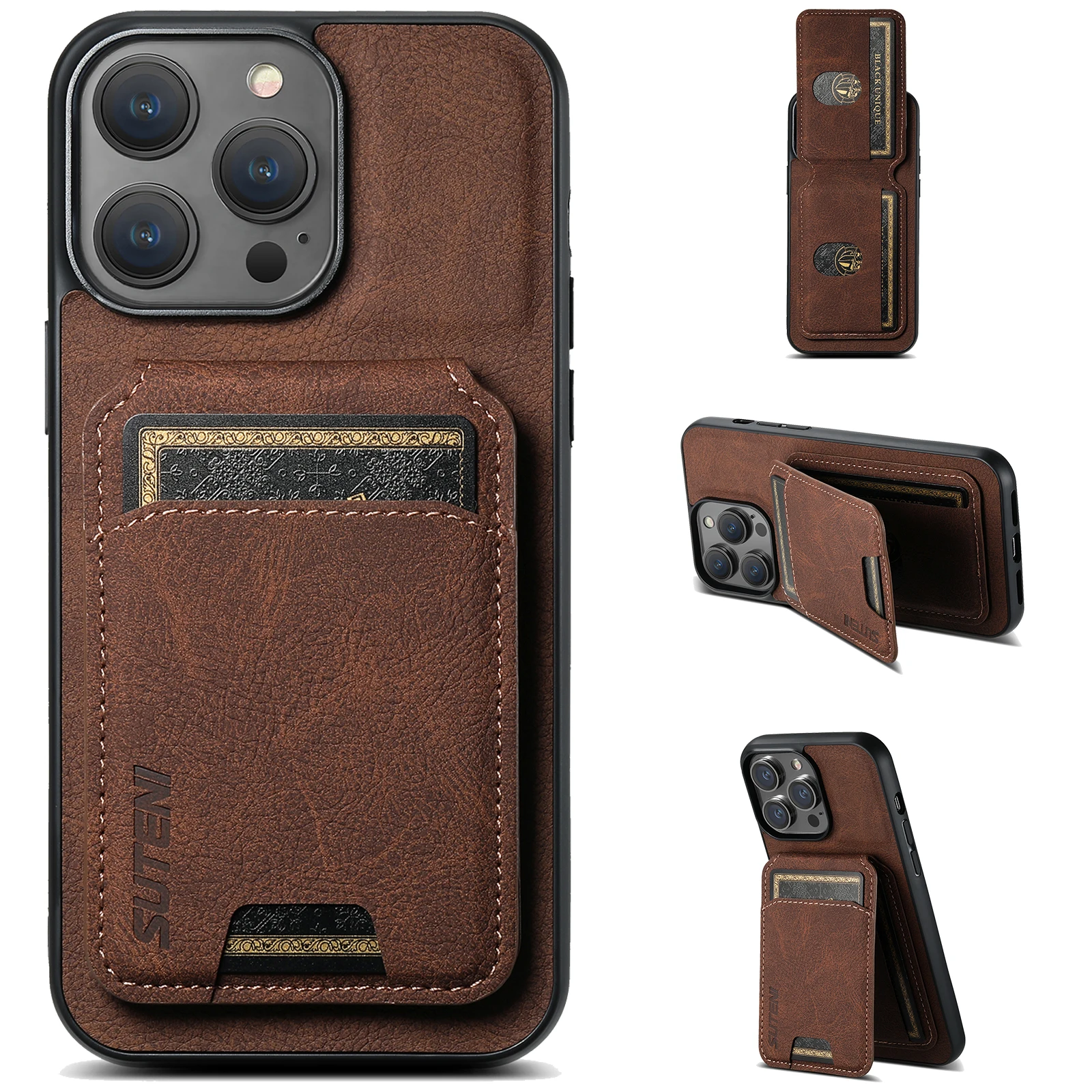 SUTENI Kartenhalter Kartenhülle Handyhülle Luxus PU Leder Handyhalter für iPhone 16 Pro Max 15Plus 14 13 12 11 XR X – Detail 26