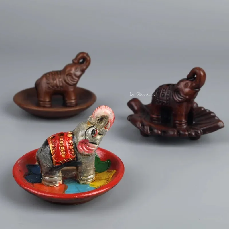 

Nepal Hand-made Ceramic Coloured Drawing Elephant Stereoscopic Incense Holder Temple Indoor Incense Tools Living Room Decoration