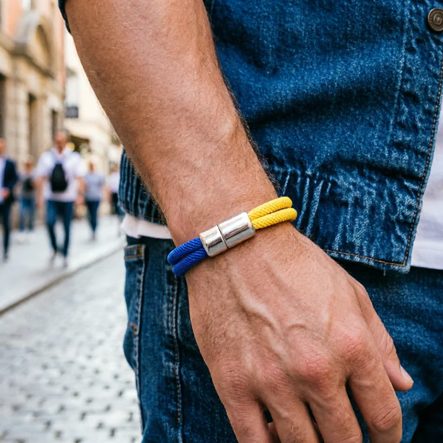 Cool Handmade Rope Men Bracelet Apparel Accessories Double Color Layer Magnetic Clasp 3 Sizes Braslet Homme Casual Daily Joias
