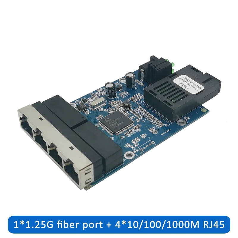 10/100/1000M 4 RJ45 1 SC Fast Ethernet switch 1G4E Converter Ethernet Fiber Optical Media Converter fiber Port PCBA 1F4E