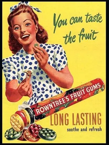 1p,Rowntree's Fruit Gums publicidad placa de pared de Metal Retro cartel Vintage a4