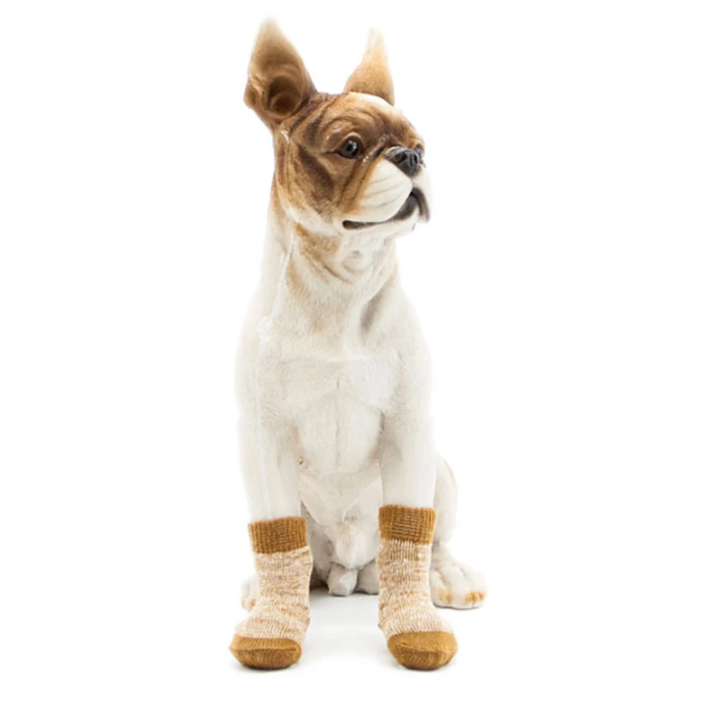 

4pcs Dog Anti-Slip Socks Cute Cotton Pet Socks Protective Paw Footwear For Dogs Winter Snow Ice Cold Weather M Size