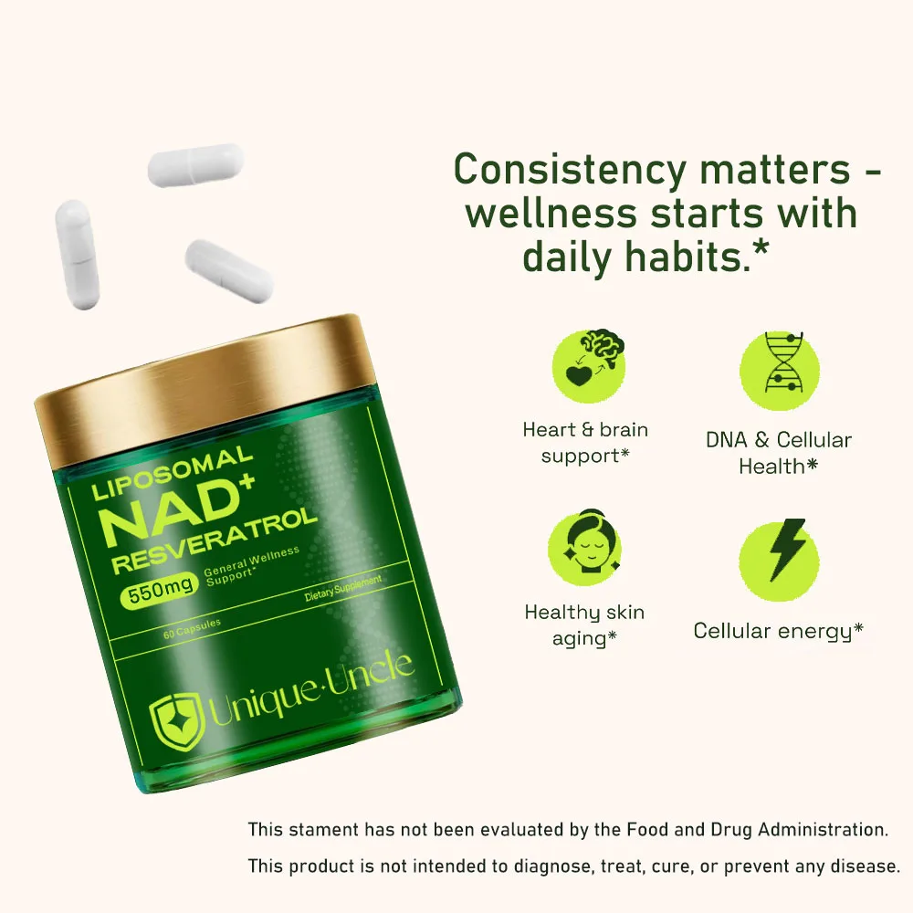 NAD Resveratrol Supplement for Women & Men. Support Cellular Healthy, Energy & Health Aging. NMN Supplement Alternative - 550mg