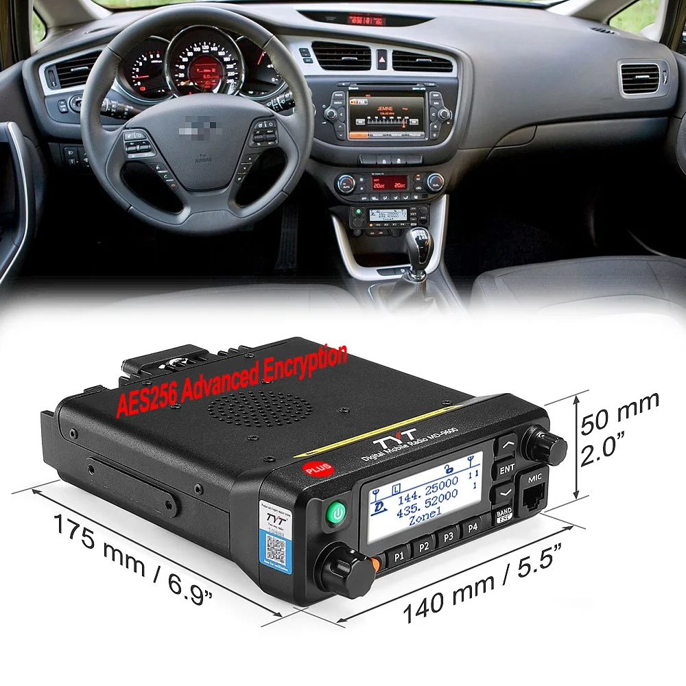 TYT MD-9600 PLUS GPS 50/45/25W Dual Band DMR Mobile Radio AES 256 CarTruck Transceiver 136-174MHz 400-480Mhz Amateur Radio