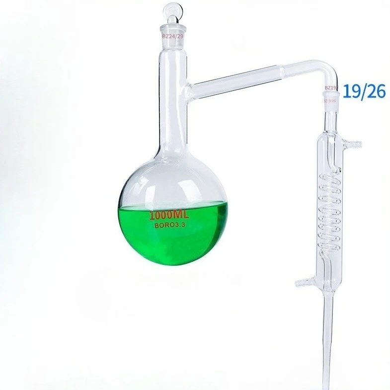 All Glass Distillation Kit With Coil Condenser Distilling Flask 100/250/500ml Lab Glassware