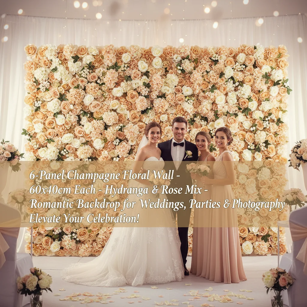 6 Stück Künstliche Blumenwand-Paneele, Seiden-Hortensien-Rosen-Hintergrund 60x40cm, Künstliche Blumendekoration für Hochzeit, Party, Zuhause