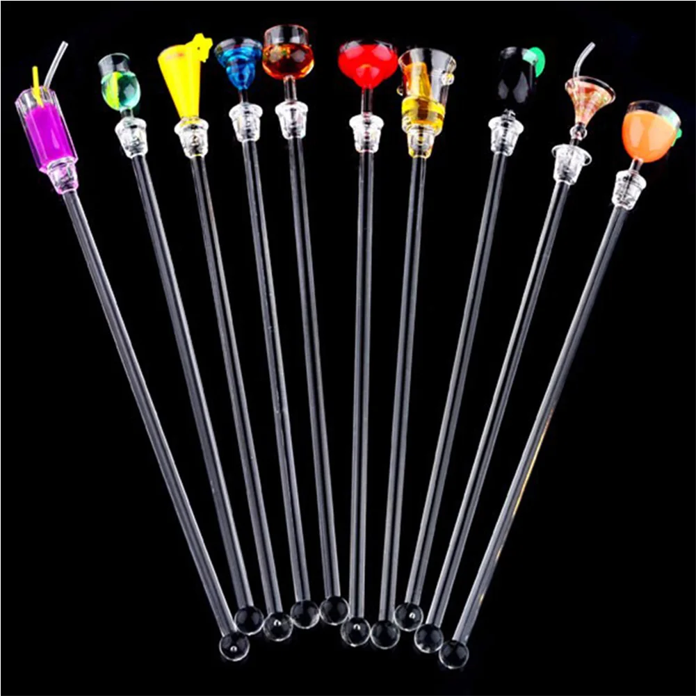 10pcs/set Cocktail Drink Mixer Ladle 23cm Stirring Wine Acrylic Cocktail Sticks Bar Tool Accessories Muddler Swizzle Stick