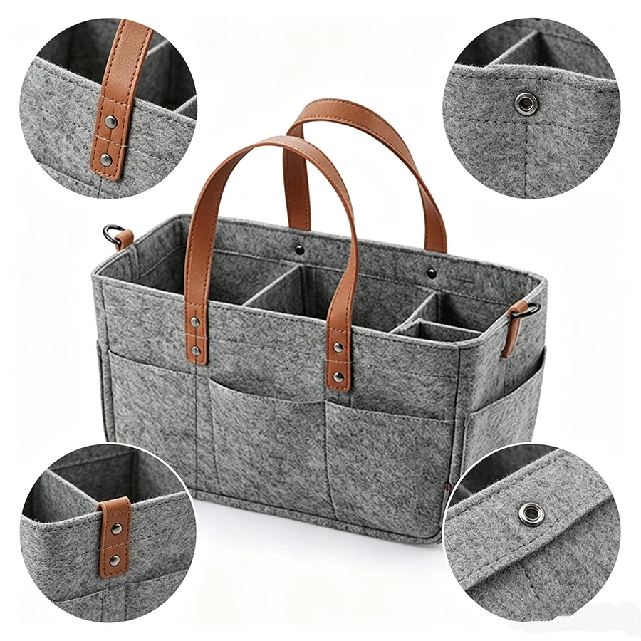 Automobiles Baby Felt Storage Nursery Organizer Basket Infant Diaper Bag with Handle Caddy Changing Nappy Kids Storage Carrier