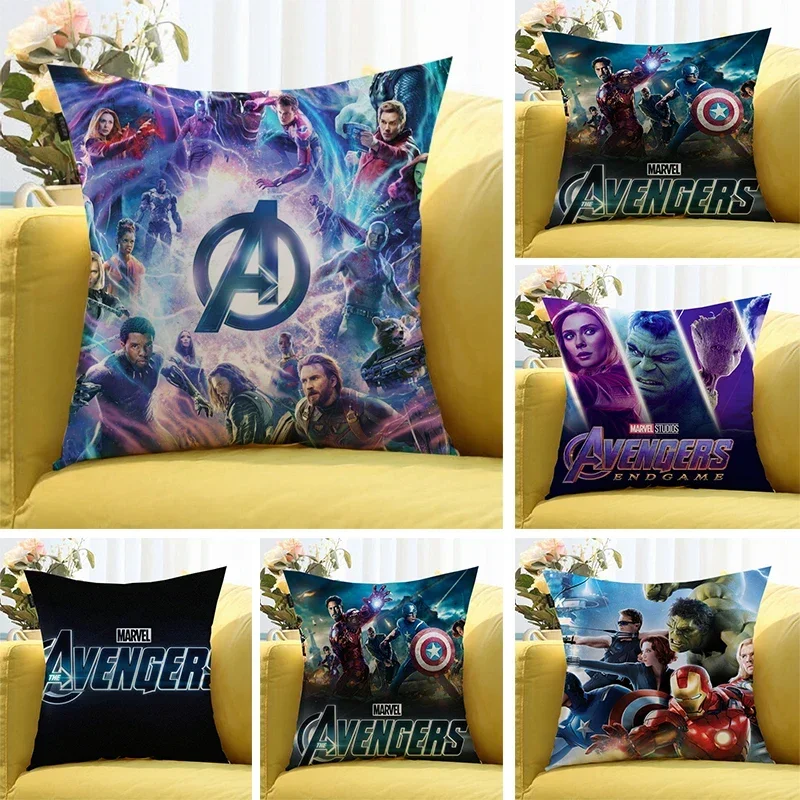 Marvel The Avengers Square Pillowcase Cartoon Anime Cushion pillowslip Car Living Room Decoration Kids Birthday Cute Gifts