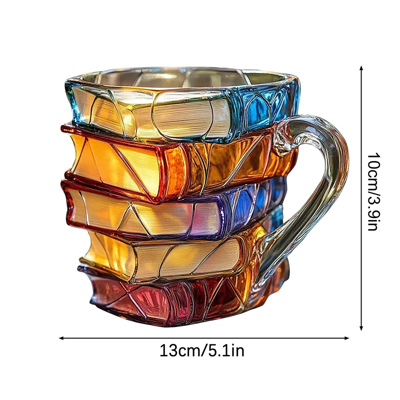 Resin Books Stack Coffee Cup Collection Gifts Painted Book Mug 11oz Novelty 3d Painted Books Coffee Mug Unique Colorful
