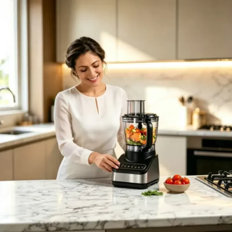 Food Processor With 2.1L Large Capacity 800W Powerful Motor Multifunctional Kitchen Food Chopper for Slice Grate Dough Making