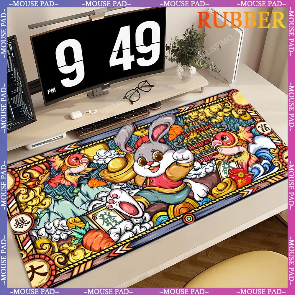 

Lucky Rabbit Rubber Game Mouse Pad XXL Keyboard Gamer Cartoon Mouse Pads Desktop Speed ​​Table Pad Anime Non-slip Computer Pad