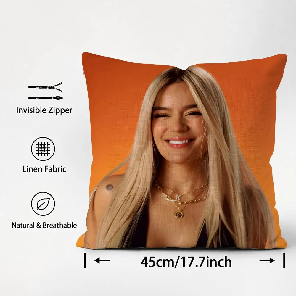 Singer Carolina Giraldo Navarro Cushion Cover Cushion Covers Natural Linen Breathable Sofa Bedroom Decor Pillowcase