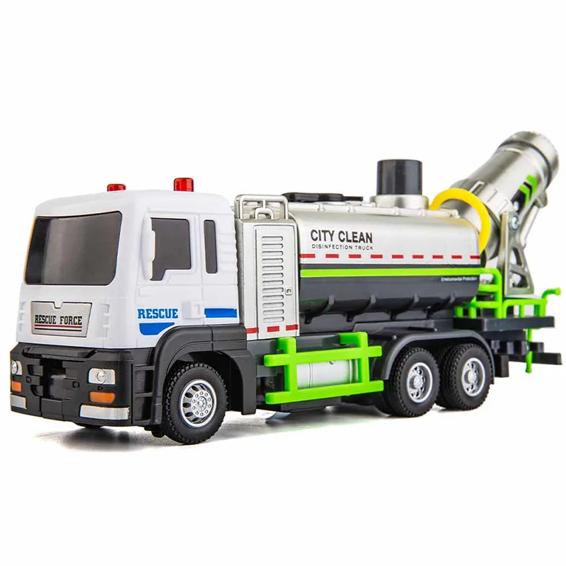 Coche de ingeniería de aleación 1:50 para niños, camión limpio de ciudad antihumo, coche de juguete con sonido y Spray de luz, camiones de ciudad, modelo de juguete, regalo