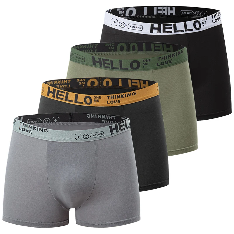 4-pieces Teenagers And Men Aged 13-16 Solid Color Versatile Basic Style Boxer Shorts Loose And Comfortable Oversized Shorts